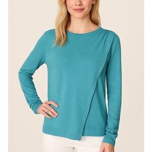 2/$30 The Limited Wool Blend Faux Wrap Sweater Blue Long Sleeve Pullover Size XS